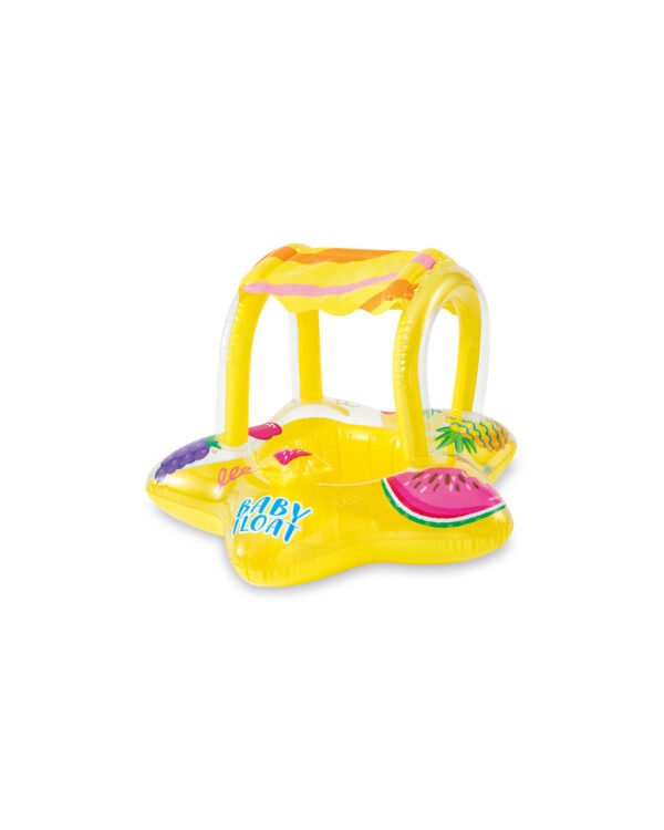 Flotador inflable para piscina para niños, color amarillo, con parasol - Imagen 4