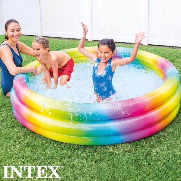 Piscina inflable Intex de 3 aros con puntos de colores 168x38 cm