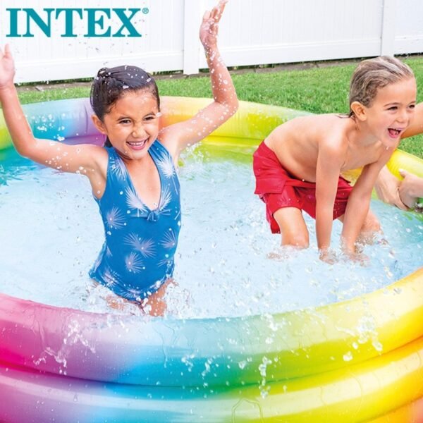 Piscina inflable Intex de 3 aros con puntos de colores 168x38 cm - Imagen 3
