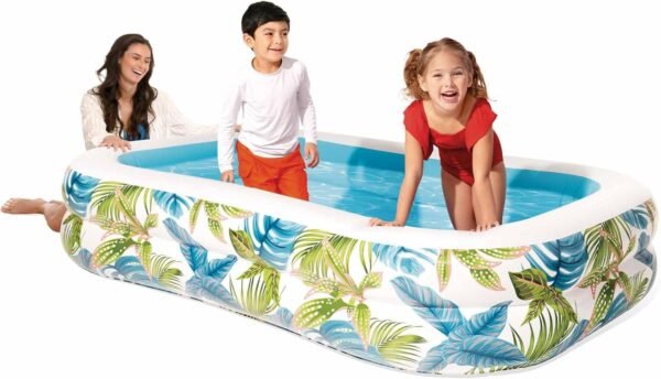 Piscina Hinchable Tropical con Estampado de Hojas — 229x152x48 cm | 600 L