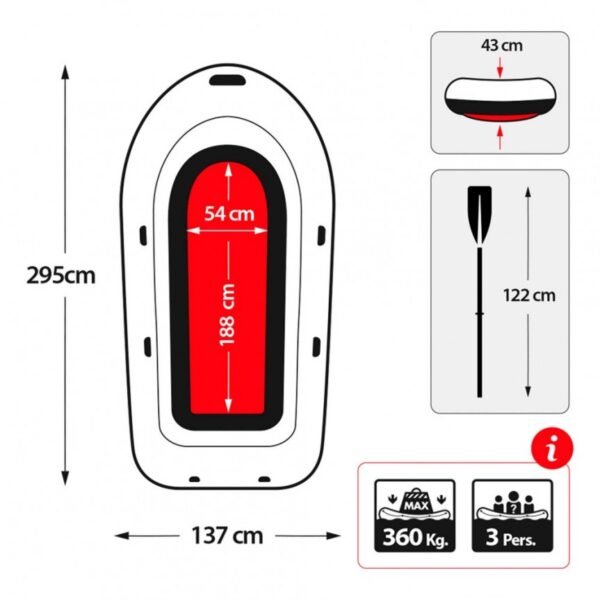 Barca hinchable INTEX® Seahawk 3 – Sport Series 295x137x43 cm con remos - Imagen 4